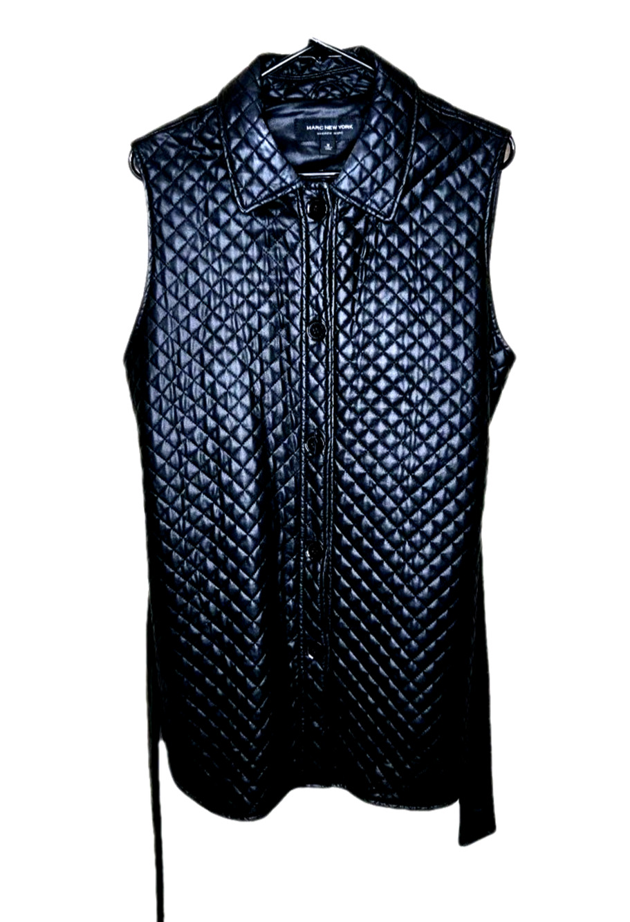 Marc New York Brown Faux Leather Quilted Vest Size Medium